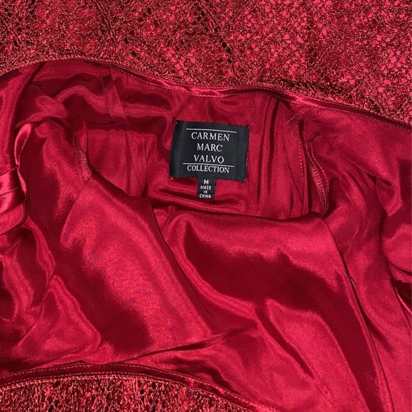 Carmen Marc Valvo-Red Formal/Gown Bead Dress - Picture 5 of 5